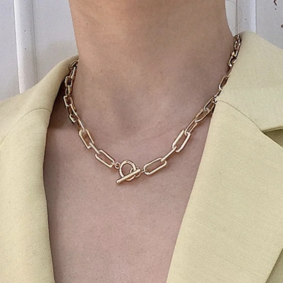 Lakeview Apparel Jewelry Minimalist Box Chain Toggle Gold